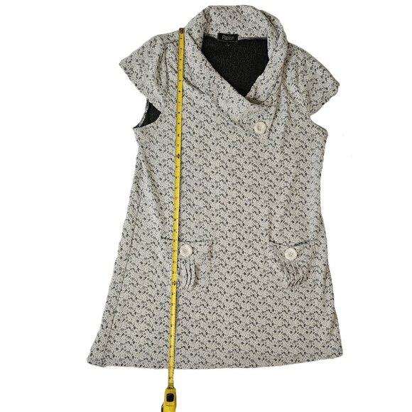 PAPILLION Cream & Black Cap Sleeve Cowl Neck Tunic Size Extra Large - Picture 3 of 7